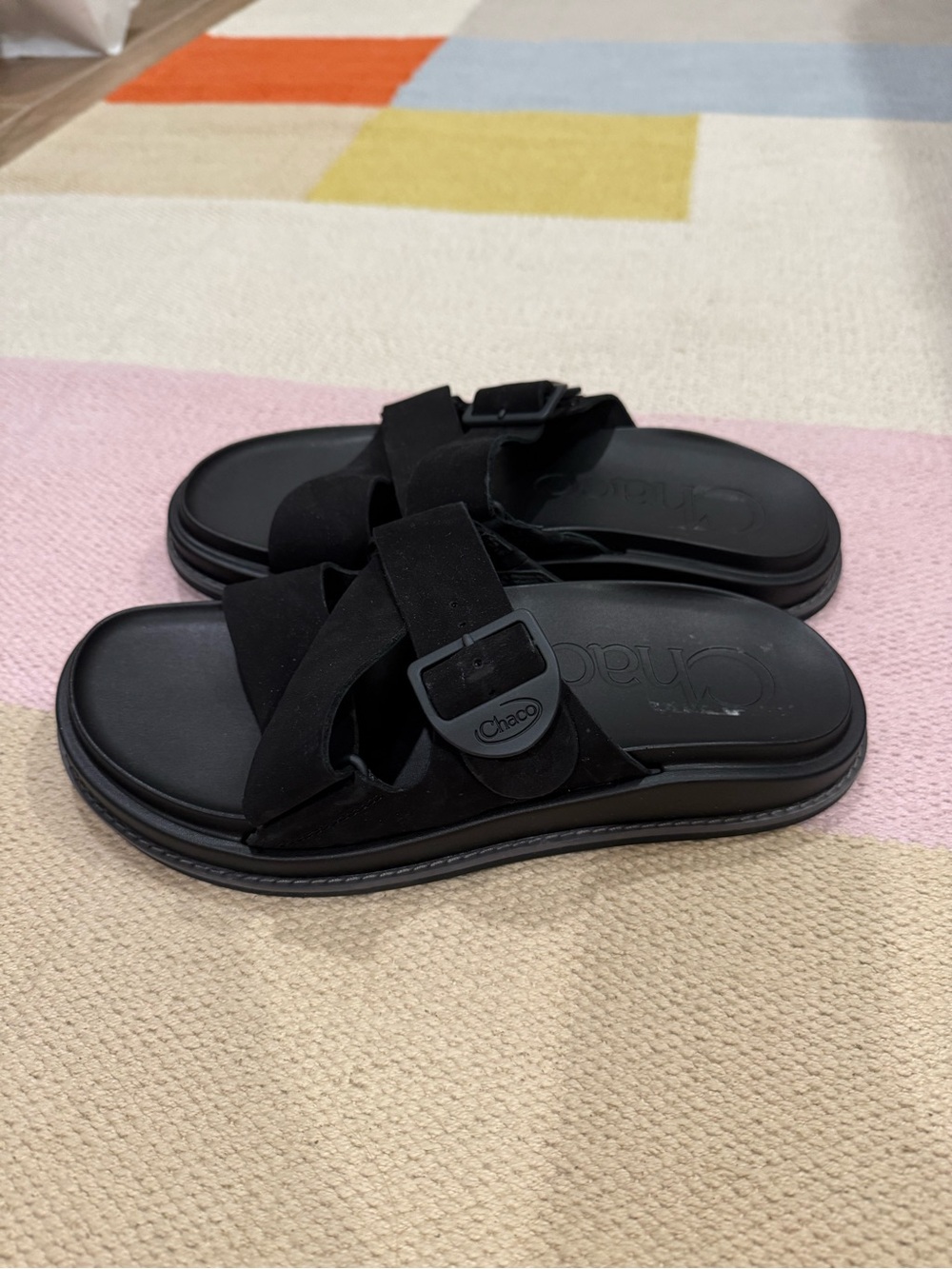 Chaco Black Cross-Strap Slide Sandals - Picture 5 of 5